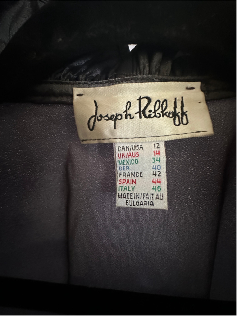 Joseph Ribkoff Black Ruffle Front Jacket Peplum Statement Stretch US 8 - Picture 3 of 6
